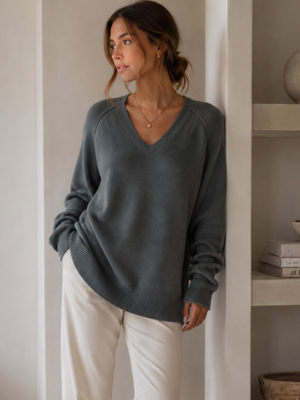 Athleta Fine Merino Wool Blend Hanover Quiet Luxury Relaxed Fit Sweater Size XXS